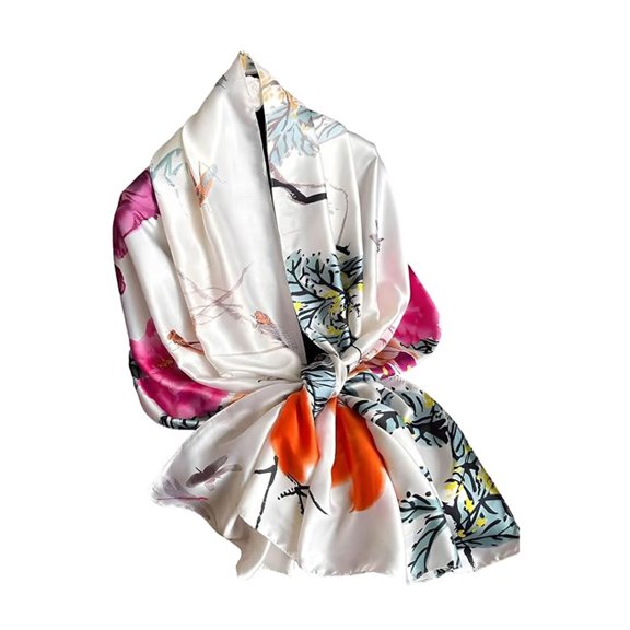 Yuanlong Womens Scarves Floral Print Wrap Shawls Elegant Lightweight Smooth Versatile Summer Casual Travel Vacation Neckwear