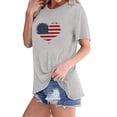 thumbnail image 2 of Tops Cortos para Mujeres Bandera de Moda Impresa Cuello Redondo, Camiseta de Manga 3/4 para Uso Diario, Casero Y Cómodo, 2 of 4