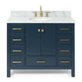 thumbnail image 2 of Ariel Cambridge 43 In. Single Oval Sink Vanity With Carrara White Marble 0.75 In Countertop In Midnight Blue, 2 of 10