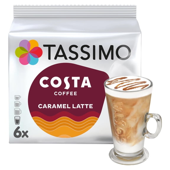 Tassimo Costa Caramel Latte Coffee Pods x 6 173.4g, Imported from Britain