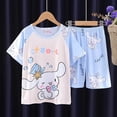 thumbnail image 3 of Sanrios Hellokittys Kuromi Cinnamoroll My Melody pijamas de dibujos animados para niños de manga corta para niños y niñas traje fino de servicio a domicilio para estudiantes, 3 of 5