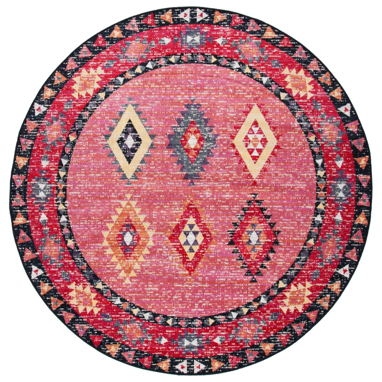 SAFAVIEH Montage Andreas Geometric Indoor/Outdoor Area Rug, Pink/Black, 9' x 12'