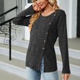 thumbnail image 3 of Scyoekwg Womens Tunic Tops Crew Neck Button Side Split Tunic Sweatshirt Long Sleeve T Shirts Dressy Casual Blouses Fall Tops Trendy Solid Color Loose Lightweight Pullover (Black,XXL), 3 of 5