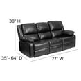 thumbnail image 5 of Flash Furniture Black LeatherSoft Sofa with Two Built-In Recliners, 5 of 11