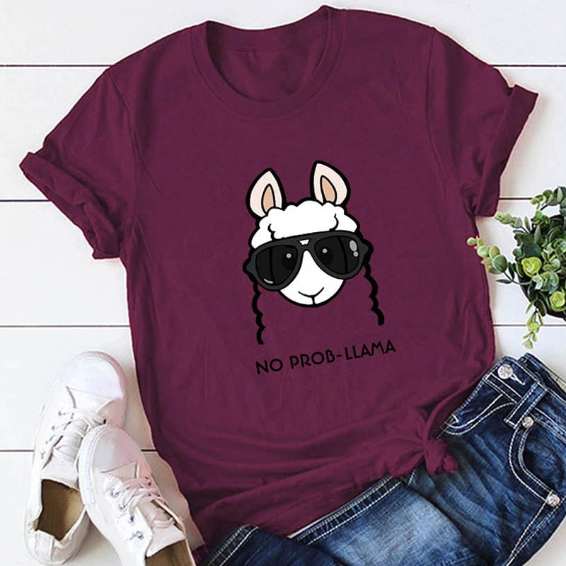 Cute Llama Cartoon Summer Cute Tees-Youth Short Sleeve Tee