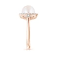 thumbnail image 3 of ANGARA Japanese Akoya Cultured Pearl Halo Engagement Ring in 14K Rose Gold for Women | June Birthstone, Birthday, Anniversary, Jewelry Gift for Women | Pearl Ring, 3 of 9
