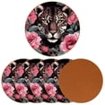 thumbnail image 2 of Rose Leopard 6PCS Round Coasters Set, Microfiber Leather Drink Coasters, 11x11 cm/4.3x4.3 in, and Heat, Furniture and Tabletops, 2 of 6