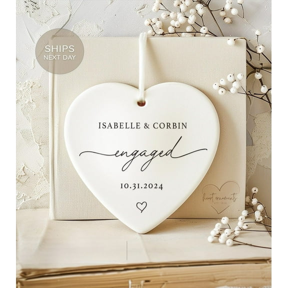 Engaged Ornament 2025 - Custom Engagement Ornament with Names & Date - Personalized Wedding Ornament