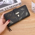 thumbnail image 1 of YOPTOP Women's Multifunctional PU Handbag Hollow Leaves Zipper Long Purse with 12 Slots Cell Phone Wallet for Banknote Coin,Black, 1 of 3