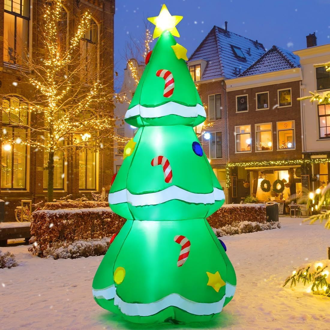 5 FT Christmas Inflatables Tree Outdoor Decorations Blow Up Tree Yard Decoration with Built-in LEDs for Xmas Holiday Party Indoor Garden Lawn Decor