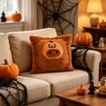 thumbnail image 5 of Halloween Pillow Covers Decorative Fall Cute Ghost Plush Faux Fur Throw Pillow Cover 18x18 Inch Soft Pumpkin Accents for Sofa Couch Bed Living Room Festive Home Decor - Brown Orange A, 5 of 6