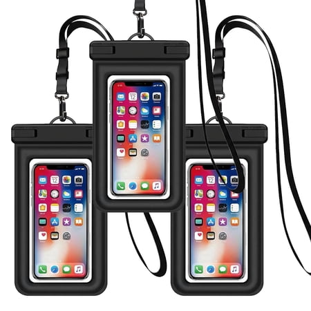 IPX8 Floating Waterproof Dry Bag 2-Pack, 7.2 Inch Waterproof Phone Pouch for iPhone 16/15/14 Pro Max Galaxy S24/S23 Adjustable Lanyard + wrist strap Beach Swimming Travel Essentials Black