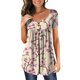 thumbnail image 1 of Gibobby Blusa Casual de Mujer Camiseta plisada con estampado flores y cuello botones manga corta para mujer, camiseta informal con ajuste floral,(Beige,XL), 1 of 4