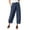 Navy, variant on Cotton Capris Women Women's Solid Color Elastic Waist Stitching Straight High Waist Cropped Casual Pants Casual Pants for Women for Work plus Size A Tracksuit Business Women's Green XXL