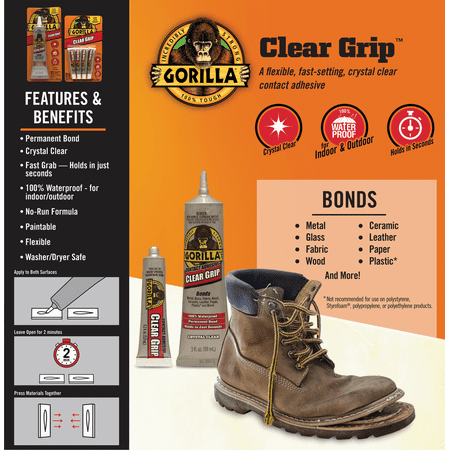 Gorilla Clear Grip Multi-Purpose Adhesive - Pack of 12 &mdash; Residential Use Standard Application