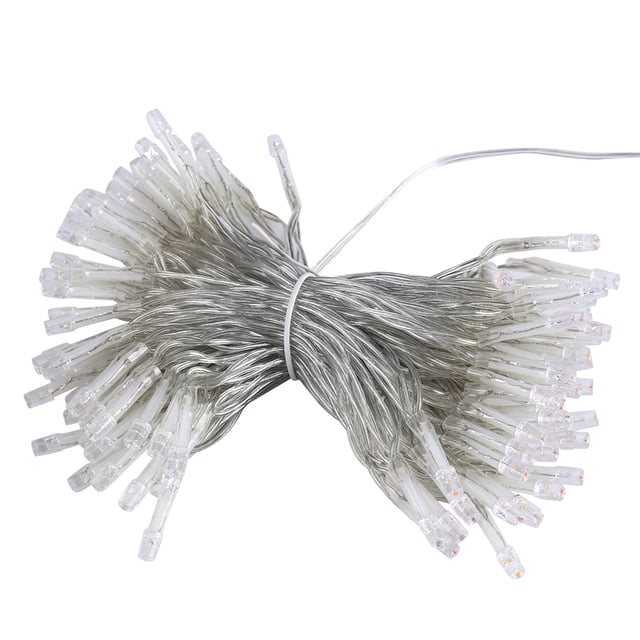 Guirnalda de 100 luces LED con pilas, decoración navideña para fiestas en el jardín, con mando a distancia, color blanco cálido