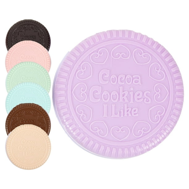 Espejo de bolsillo compacto con forma de galleta de chocolate, 7 unidades, con peine, accesorios de maquillaje para mujer, marrón oscuro, marrón claro, amarillo, azul, verde, rosa y morado.