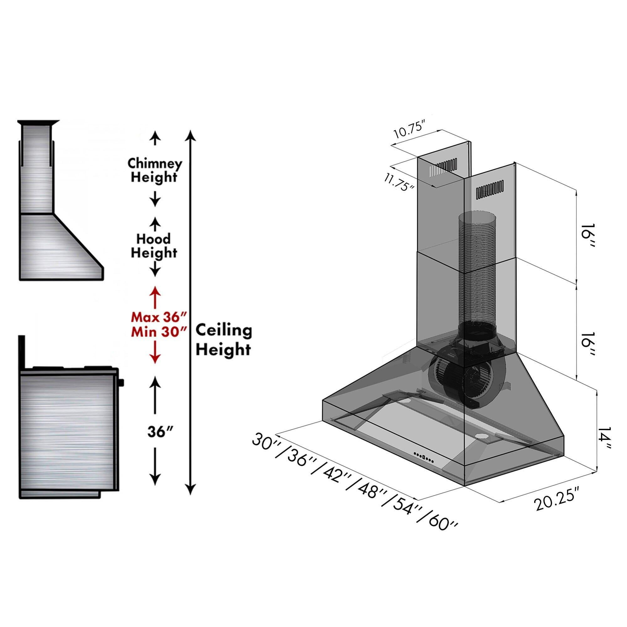 ZLINE 60 in. Wall Mount Range Hood in Stainless Steel (597-60)