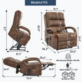 thumbnail image 2 of Newest Power Brown Leatheraire Lift Recliner Chair Dual Motor Infinite Position Up to 350 LBS with Solid Wood Armrests, Heat Massage , Heavy Duty Motion Mechanism, 2 of 9