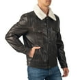 thumbnail image 6 of Alpine Swiss Aaron Mens Trucker Jacket Sherpa Collar Vegan Leather Warm Casual Coat, 6 of 8