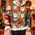 thumbnail image 2 of Xcmzpl Under 30 Christmas Hoodies Men's Long Sleeve Fluffy Trim Xmas Graphic Sweatshirts Ugly Print Hooded Pullover with Pocket, 2 of 9