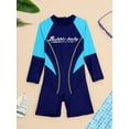 thumbnail image 3 of Doomiva Child Boys Girls Long Sleeve Zip One Piece Boyleg Swimsuits Upf 50+ Wetsuits Navy Blue 7-8, 3 of 6