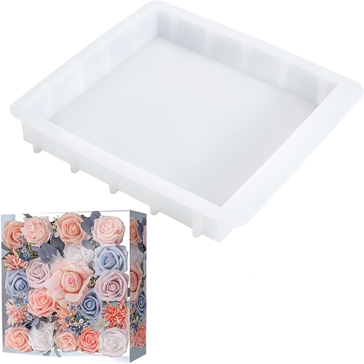 1pc XXL Square Mold Large Cube Silicone Mould 3000ml Soap Circling Swirling Making Tool Resin Casting Molds for Resin Jewellery Making Candle Wax Homemade Soap 12.6x11.42x1.89inch/32x29x4.8cm