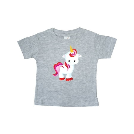 

Inktastic Cute Little Unicorn With Red And Pink Mane Hearts Gift Baby Girl T-Shirt