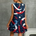 thumbnail image 4 of Cocktail Dresses For Women Long Sleeve, American Flag Casual Tank Sundress With Pockets 4Th Of July Boho Beach T-Shirts Round Neck Dresses Prom White Sleeve Dress Denim (M, Navy) ZMTing, 4 of 5