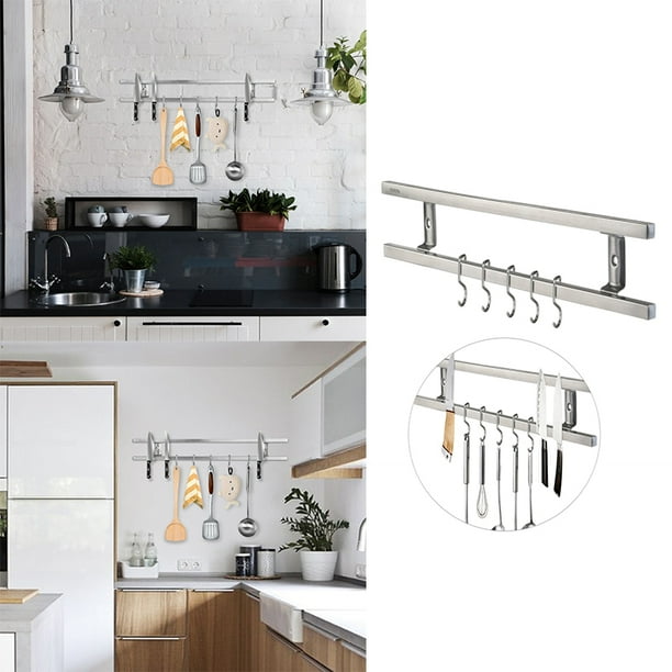 OUNONA Wall-mounted Magnetic Knife Holder Double Bar Knife Rack for Knives Utensils and Kitchen Sets