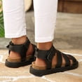 thumbnail image 4 of Rokment Women's Orthopedic Cork Footbed Fisherman Sandals Flat Platform Walking Sandals Comfortable Leather Open Toe Ankle Strap Strappy Beach Summer Casual Footwear Black Size 6, 4 of 6