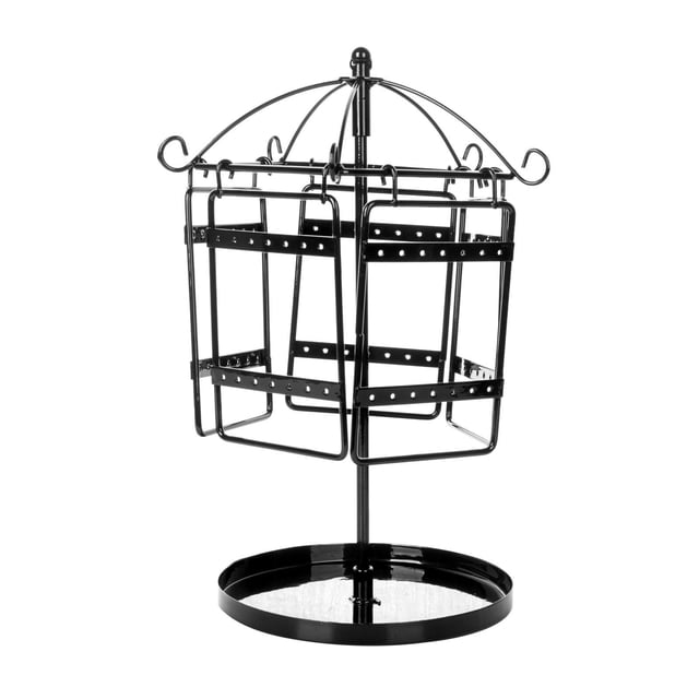 Expositor giratorio de joyería, organizador de collares, gran capacidad Negro