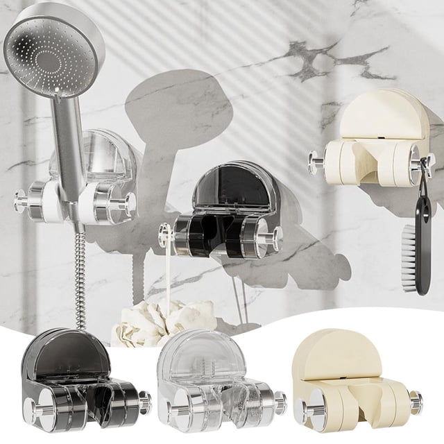 Soporte para cabezal de ducha con ventosa Soporte extraíble ajustable | Sin montaje de taladro | Soporte de cabezal de ducha de mano | Gancho de baño duradero PET + ABS | Ajuste universal