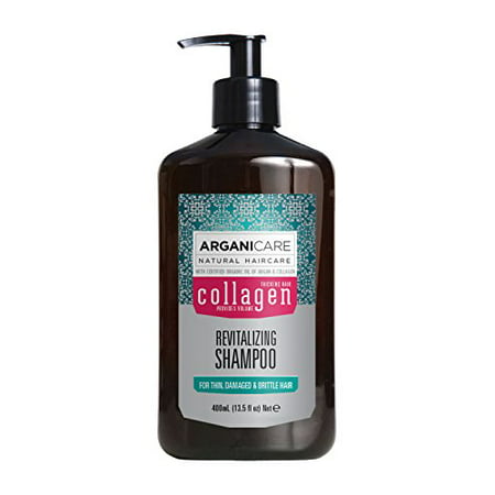 Arganicare Revitalizing Collagen Shampoo with Certified Organic Oil of Argan for thin, damaged and brittle hair 13.5 fl. (Best Certified Organic Shampoo)