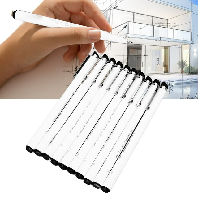 Spptty Line Drawing Pen,0.5mm Black Micro Pens,10Pcs 0.5mm Micro Line Pens Excellent Black Inks Smoother Writing Waterproof Line Drawing Pen For Drawing Sketching