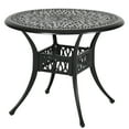 thumbnail image 2 of Dextrus 35 Inch Patio Dining Table, Cast Aluminum Round Outdoor Table with Umbrella Hole for Patio, Backyard, Deck, Black, 2 of 9