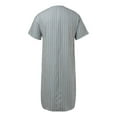 thumbnail image 4 of TFEOQRY Night Robe for Men Loose Fitting Striped Nightgown Short Sleeved Sleepwear Pajamas Robe Gray, 4 of 7