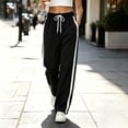 thumbnail image 5 of Ruohan Women's Wide Leg Sweatpants, High Waist Drawstring Track Pants with Pockets, Side Stripe, 5 of 8