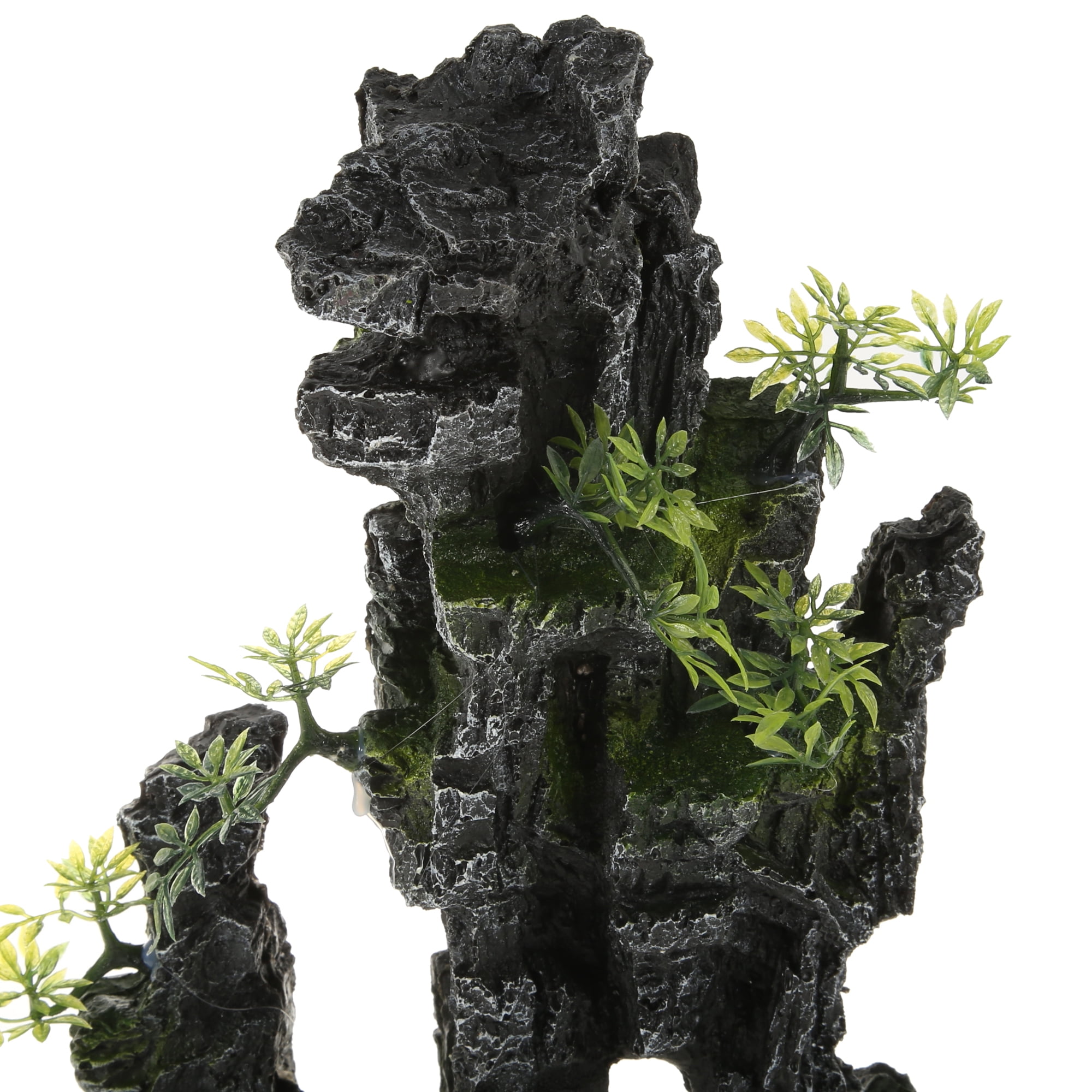 Unique Bargains Aquarium Landscape Mountain Decoration Artificial Aquatic Terrariums Stone Gray Green 11.81" Height