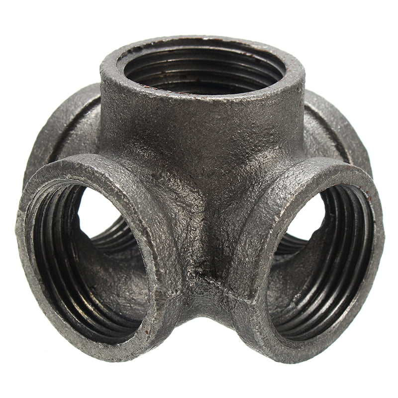 Details about   1/2" 3/4" 1" 5 Way Pipe Fitting Malleable Iron Black Outlet Cross Female Tube