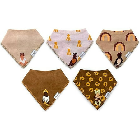

Brown Baby Bandana Bibs For Girls 5-Pack 100% Organic Cotton Drooling Teething Newborn 0-6 months Infant 6-18 months Toddler 18-36 month