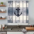 thumbnail image 5 of Navy Blue Nautical Sheer Curtains 54 Inches Long, Coastal Blue Striped Vintage Light Filering Curtains, Breathable Simi Curtain Privacy Drapes for Kitchen Bathroom Nursery Small Window Treatment, 5 of 9