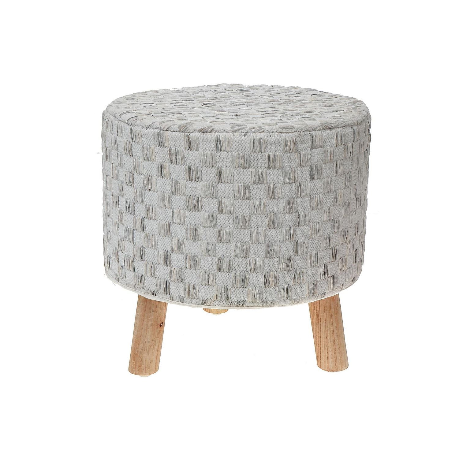 Pouf À Main Plat À La Main Sur Le Support En Bois Et Gris