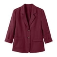 thumbnail image 4 of Brnmxoke Lightweight Summer Blazer for Women Dressy Casual Long Sleeve Loose Lapel Collar Button Front Business Workout Blazer Jackets with Pockets Wine,XL, 4 of 9