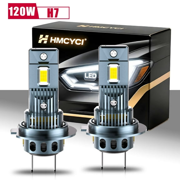 H7 led HeadLight Bulbs, 50000LM 500% Super Bright, 6500K Cool White, Real 1:1 Halogen Mini Size H7 high/low beam , Plug and Play, Pack of 2