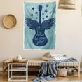thumbnail image 2 of Music Tapestry, "Let the Music Be Your Pilot" Quote Winged Electronic Guitar and Stars Retro Print, Wall Hanging for Bedroom Living Room Dorm Decor, 40W X 60L Inches, Dark Blue, by Ambesonne, 2 of 5