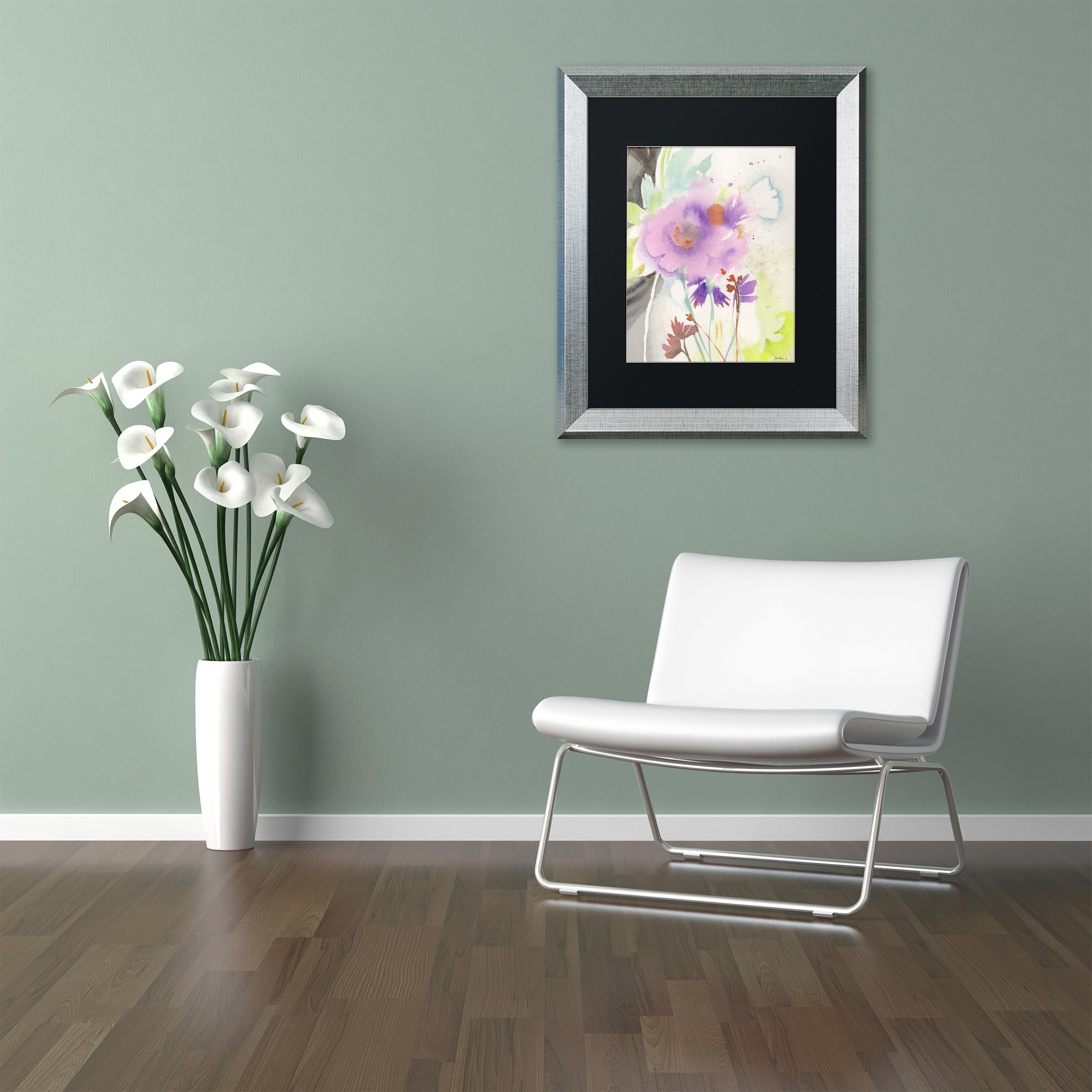 Trademark Fine Art "Mauve Garden Shadows" Canvas Art by Sheila Golden, Black Matte, Silver Frame