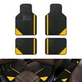thumbnail image 3 of Leadwolf Car Floor Mats Universal for Chevrolet for Colorado Yellow Velvet Colored Stripe All Weather Front Rear Liner Carpet 4pcs, 3 of 4