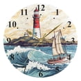 thumbnail image 5 of Lighthouse Ship Waves Island Black 10 inch Wall Clocks Non Ticking Easy to Read Battery Decorative for Home Bathroom Kitchen Bedroom Living Room, 5 of 8