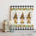 thumbnail image 4 of Honey Gnome Framed Canvas Wall Art, Yellow Sunflowers Bee Black Plaid Wood Stripes Wall Art Painting for Living Room Bedroom Home Decor, 28”x28”, Office Artwork Print, 4 of 9
